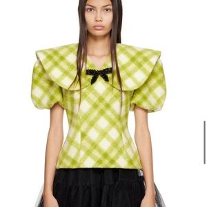 NWT ShuShu/Tong Green Check Blouse
